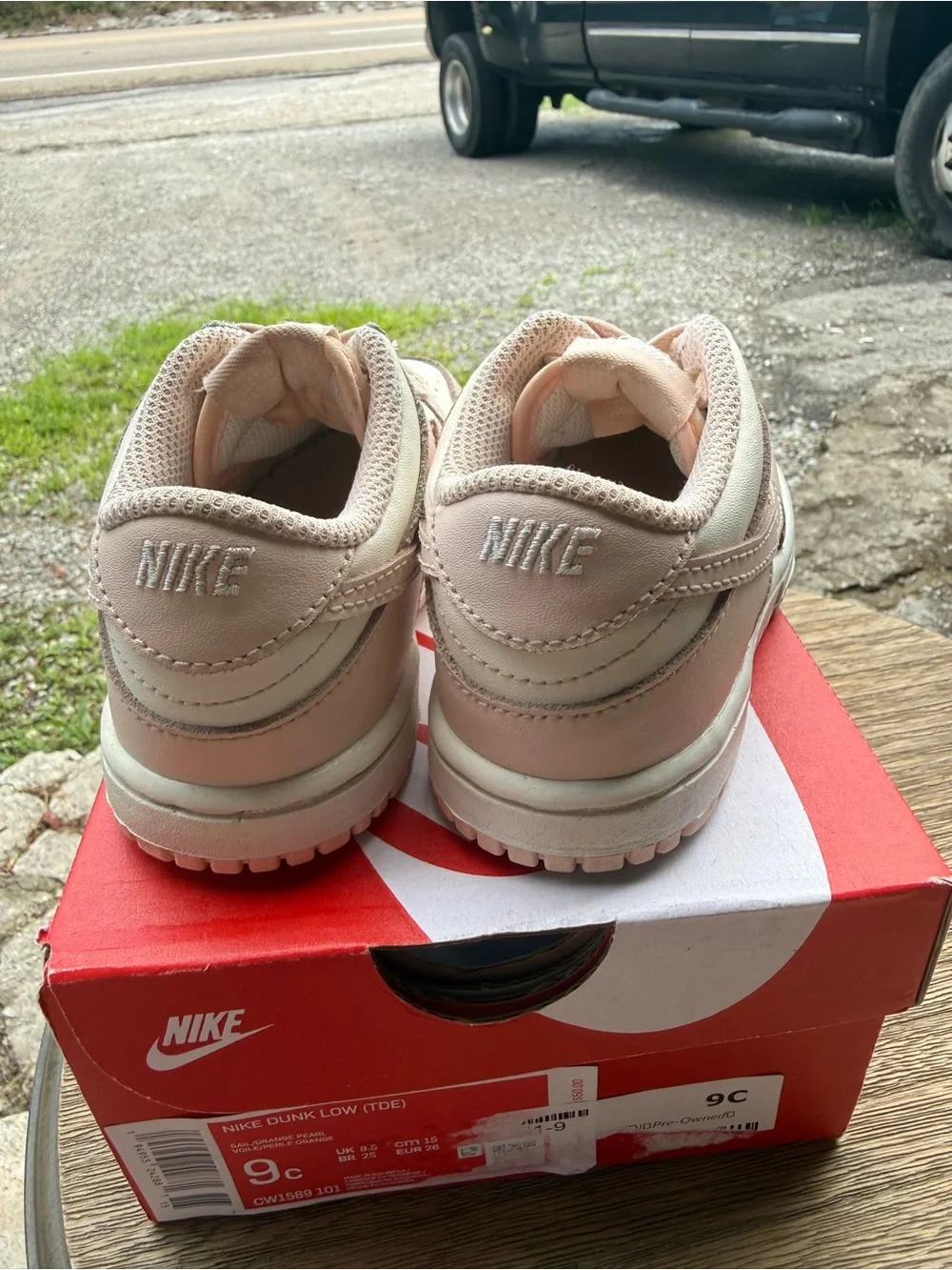 Nike Kids Low-Top Sneakers in Pale Pink and Cream